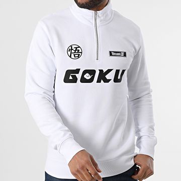 Dragon Ball Z - Goku Badge Zip Neck Sweat Top Blanco