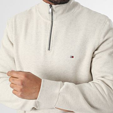 Tommy Hilfiger - Essential 7233 Sudadera Chiné Beige Cuello Cremallera