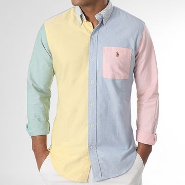 Polo Ralph Lauren - Camiseta manga larga Original Player Azul claro Amarillo Rosa Verde