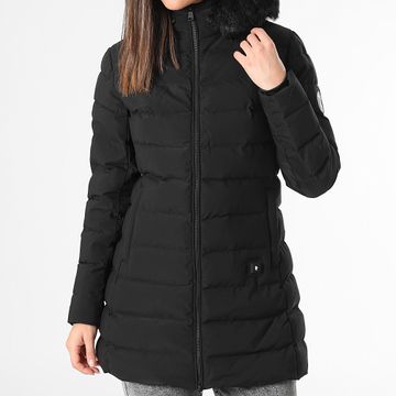 Comme Des Loups - Consolador con capucha de piel negro Stockholm para mujer