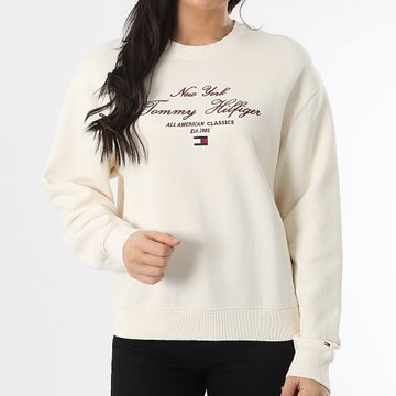 Tommy Hilfiger - Sudadera de cuello redondo para mujer Reg Script 3844 Beige