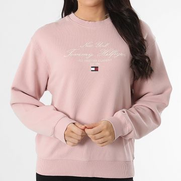 Tommy Hilfiger - Sudadera de cuello redondo para mujer Reg Script 3844 Rosa