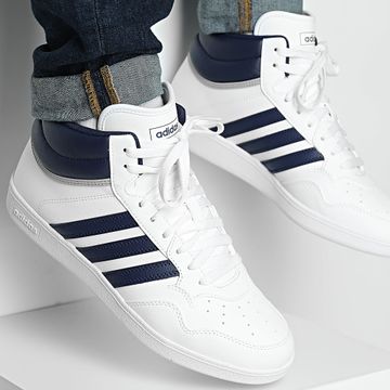 Adidas Performance - Hoops 4.0 Mid Sneakers JQ9995 Calzado Blanco Azul Oscuro Gris Dos