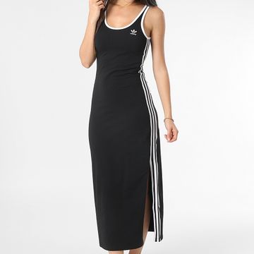 Adidas Originals - Vestido de tirantes de 3 rayas para mujer JD4619 Negro