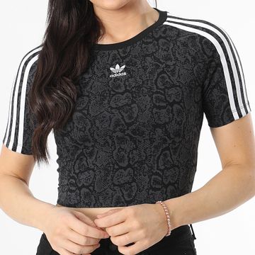 Adidas Originals - Camiseta de mujer con rayas Snake Baby JI8408 Negro Gris Antracita Snake