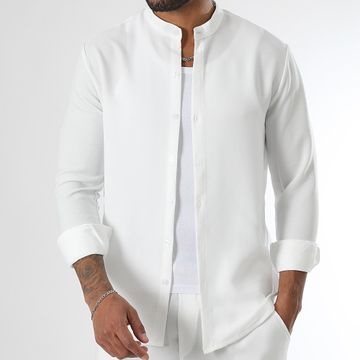LBO - Camisa Manga Larga Efecto Lino Cuello Oficial 1729 Blanco