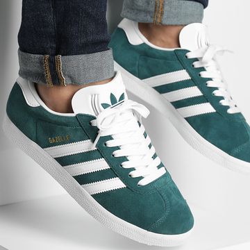 Adidas Originals - Gazelle JH5383 Misterio Verde Calzado Blanco Oro Metálico Zapatillas de deporte