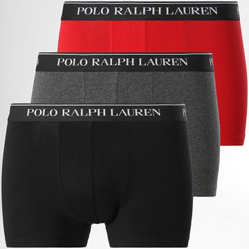Polo Ralph Lauren - Lote de 3 calzoncillos bóxer rojo antracita brezo negro