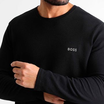 BOSS - Camiseta de manga larga Waffle 50535870 Negro