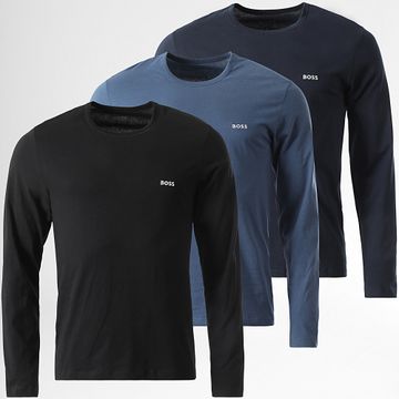 BOSS - Lote de 3 camisetas de manga larga 50492321 Negro Azul Marino