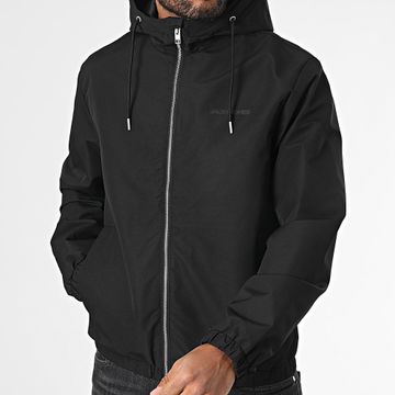 Jack And Jones - Elegacy Chaqueta ligera negra con capucha y cremallera