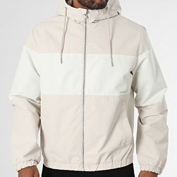Jack And Jones - Elegacy Chaqueta beige claro con capucha y cremallera