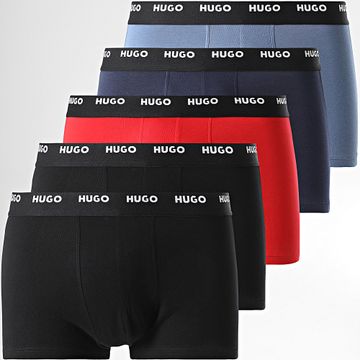 HUGO - Lote de 5 Boxers 50532619 Negro Rojo Azul claro Azul marino