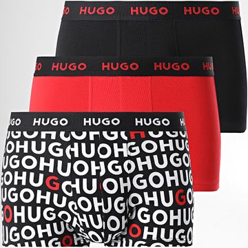 HUGO - Lote de 3 Boxers 50532550 Negro Rojo
