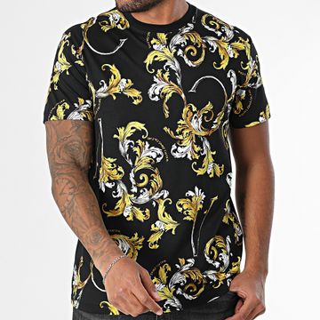 Versace Jeans Couture - Camiseta Barocco Contorno 78GAH6S0-JS458 Negro Oro Blanco Renacimiento