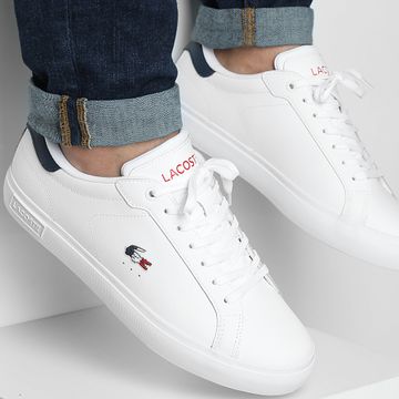 Lacoste - Zapatillas Powercourt 125 Blanco Azul Marino Rojo
