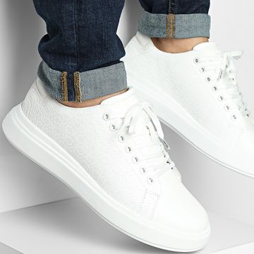 Calvin Klein - Cupsole Lace Up Mono 2445 Triple White Mono Sneakers