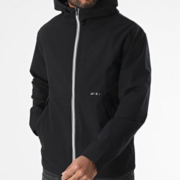 Jack And Jones - Chaqueta negra con capucha y cremallera Sky