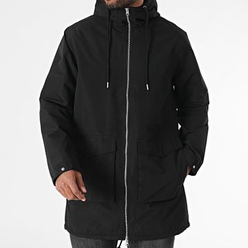 Jack And Jones - Chaqueta larga con capucha y cremallera Sky Black