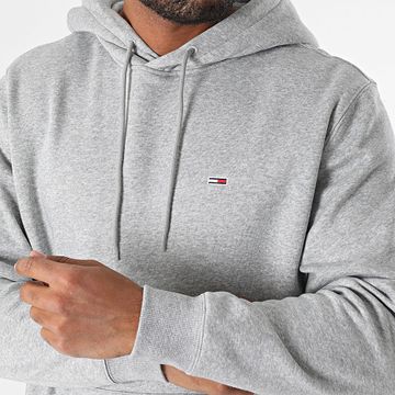 Tommy Jeans - Sudadera polar con capucha Flag 0742 Gris jaspeado