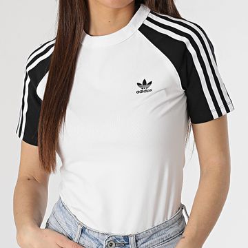 Adidas Originals - Camiseta 3 Rayas Mujer JD0834 Blanco Negro