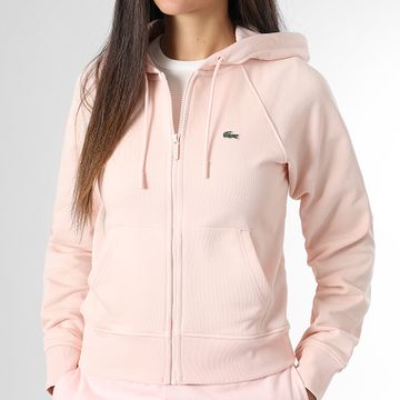 Lacoste - Women's Zip Hoodie Embroidered Crocodile Logo Regular Fit Pink