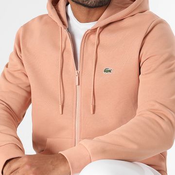 Lacoste - Sudadera con capucha y cremallera Logo Cocodrilo Bordado Classic Fit Salmón