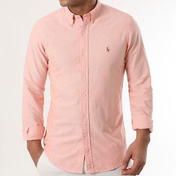 Polo Ralph Lauren - Slim Fit Classics Camisa Naranja Claro Manga Larga