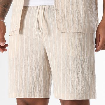 LBO - Pantalones cortos a rayas 0369 Beige Blanco