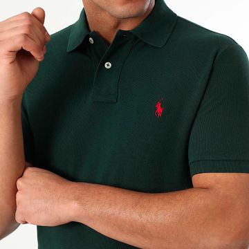 Polo Ralph Lauren - Polo Manga Corta Slim Algodón Piqué Verde Oscuro