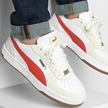 Puma - Zapatillas Puma Caven 2.0 Lux SD 395080 Vapor Gris Rojo Fuego Blanco