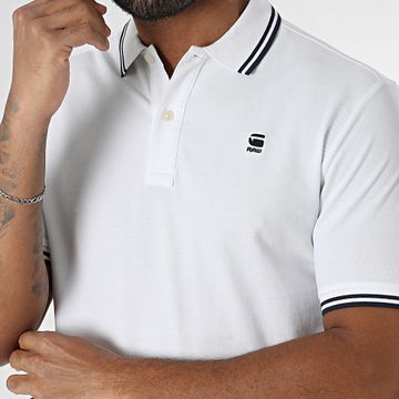 G-Star - Polo Manga Corta Dunda Slim Stripe D17127-5864 Blanco