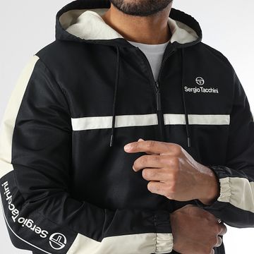 Sergio Tacchini - Prannie 40846 Chaqueta con cremallera y capucha a rayas negro beige