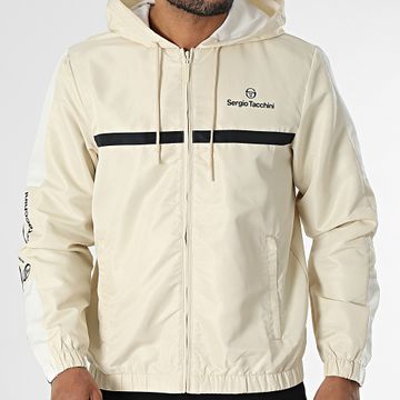 Sergio Tacchini - Prannie 40846 Chaqueta con cremallera y capucha a rayas beige blanco negro
