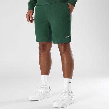 Lacoste - Pantalón Corto Logo Cocodrilo Bordado Verde Oscuro