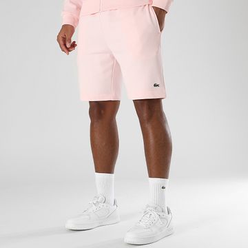 Lacoste - Pantalón corto de jogging con logotipo bordado en cocodrilo rosa