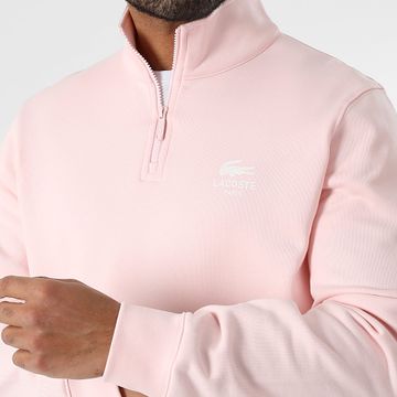 Lacoste - Sudadera clásica con cremallera y logo de cocodrilo en el cuello Rosa