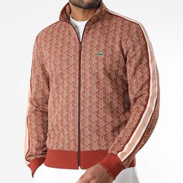 Lacoste - The Blend Cocodrilo Logotipo Bordado Cremallera Chaqueta Regular Fit Rojo Ladrillo