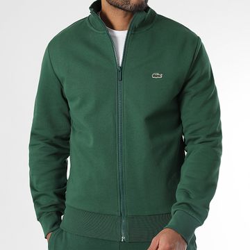 Lacoste - Chaqueta con cremallera Logo Cocodrilo Bordado Verde Oscuro