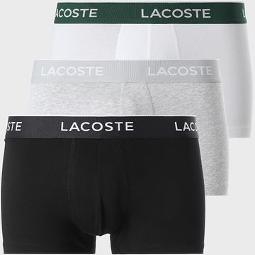 Lacoste - Juego de 3 calzoncillos bóxer Classic Black White Heather Grey