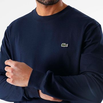 Lacoste - Camiseta Manga Larga Logo Cocodrilo Bordada Ajuste Clásico Azul Marino