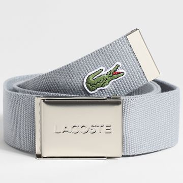 Lacoste - Cinturón Placa Con Logo Cocodrilo Bordado Gris