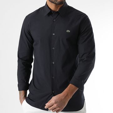 Lacoste - Camisa Manga Larga Logo Cocodrilo Bordado Negro