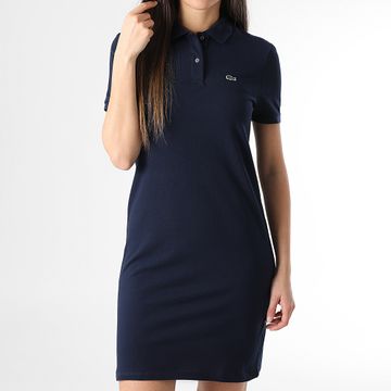 Lacoste - Vestido polo con logo bordado de cocodrilo azul marino de mujer