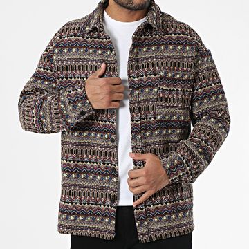Frilivin - Sobrecamisa Negro Beige Rojo Azul