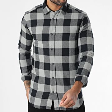 Only And Sons - Gudmund Gris Negro Camisa de Manga Larga a Cuadros