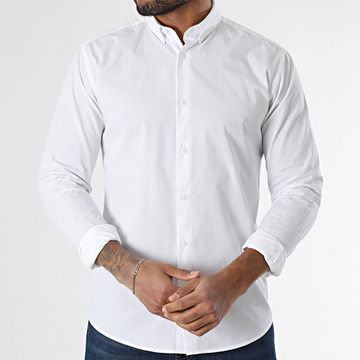 Only And Sons - Camisa Slim Poplin Manga Larga Blanca