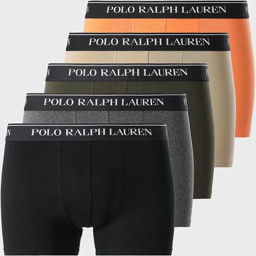 Polo Ralph Lauren - Lot De 5 Boxers Noir Gris Beige Orange Vert Kaki