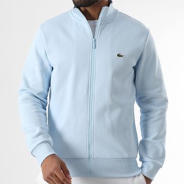Lacoste - Chaqueta con cremallera y logotipo bordado de cocodrilo azul claro