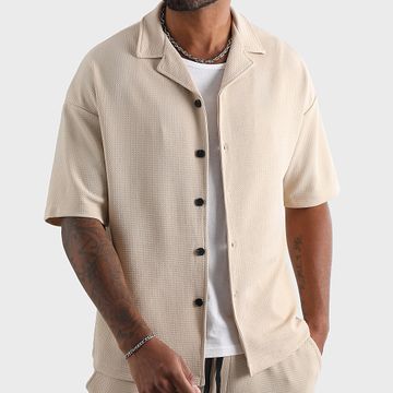 LBO - Camisa Manga Corta Grande Textured Waffle 1500 Beige